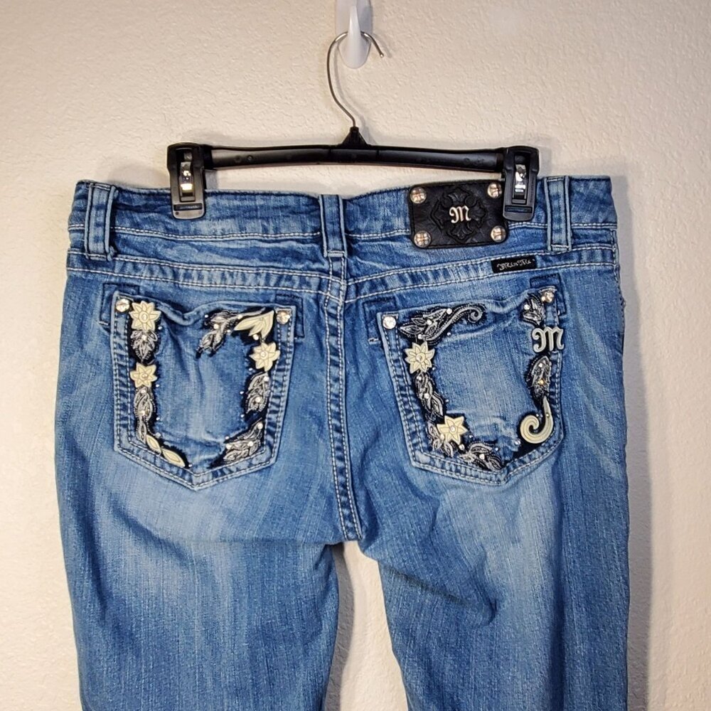 Miss Me Womens Size 29 Medium Wash Bootcut Jeans With Embellished Back Pockets - Picture 12 of 15